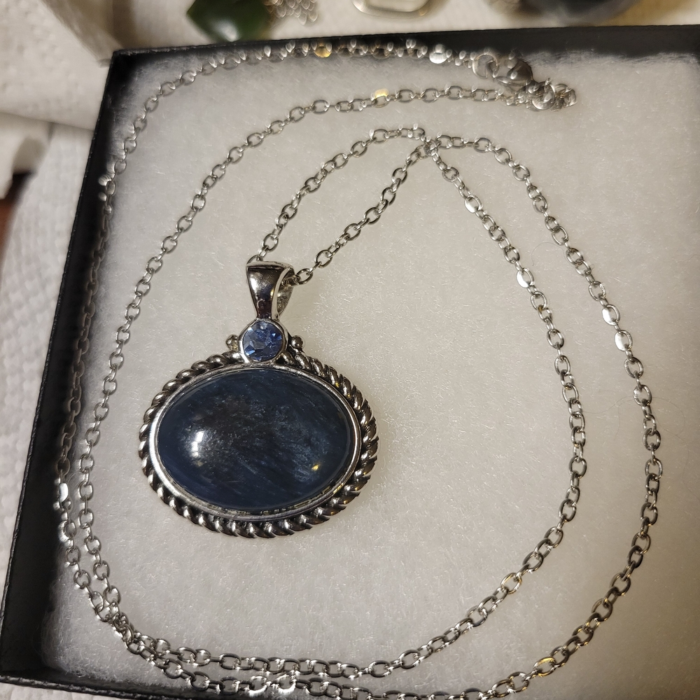 Lia Sophia Denim Dreams Blue Resin Silver Tone Pendant